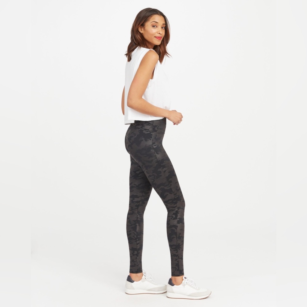 SPANX Faux Leather Camo Leggings